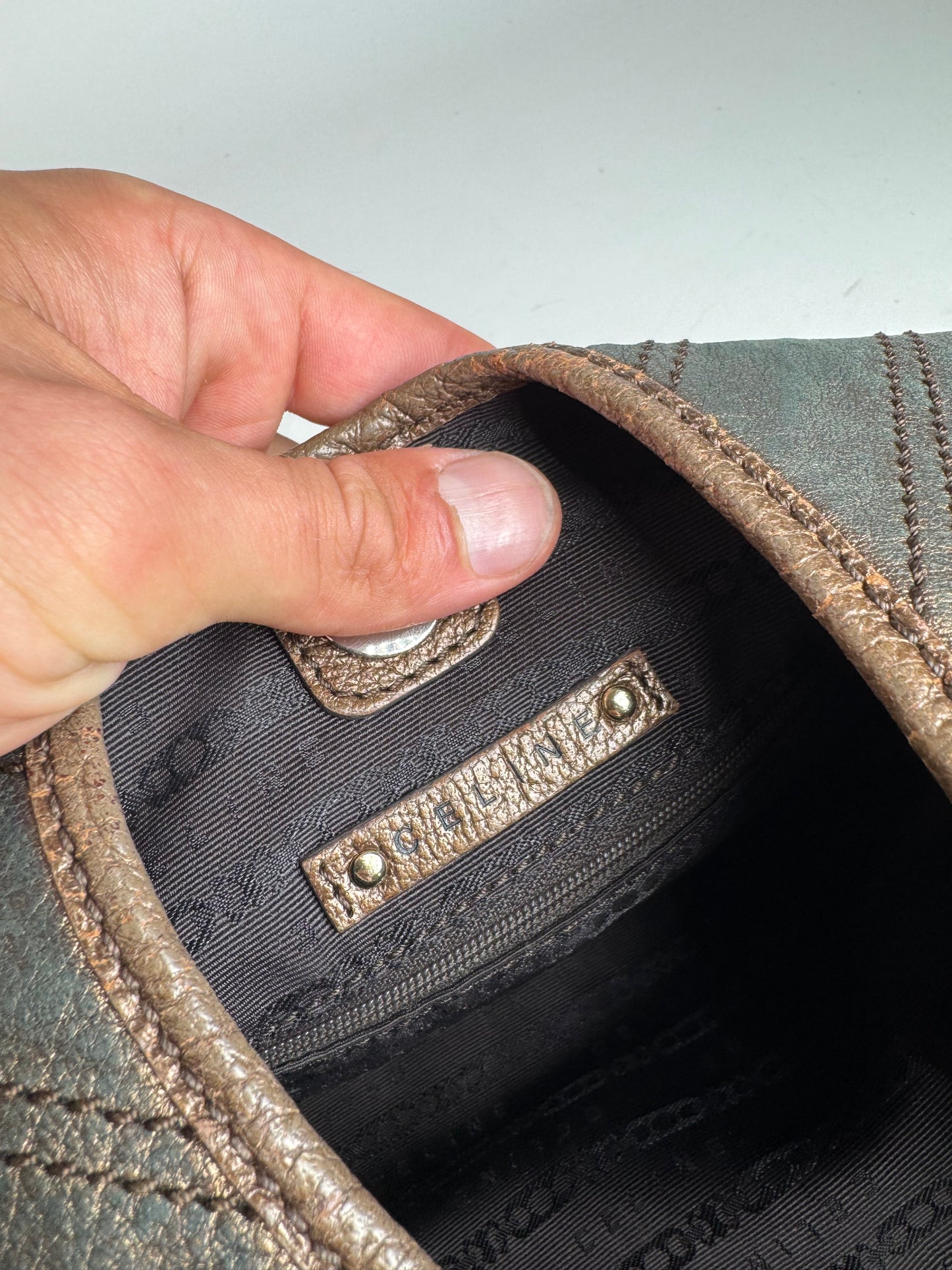 Sac en cuir vintage Céline marron bronze