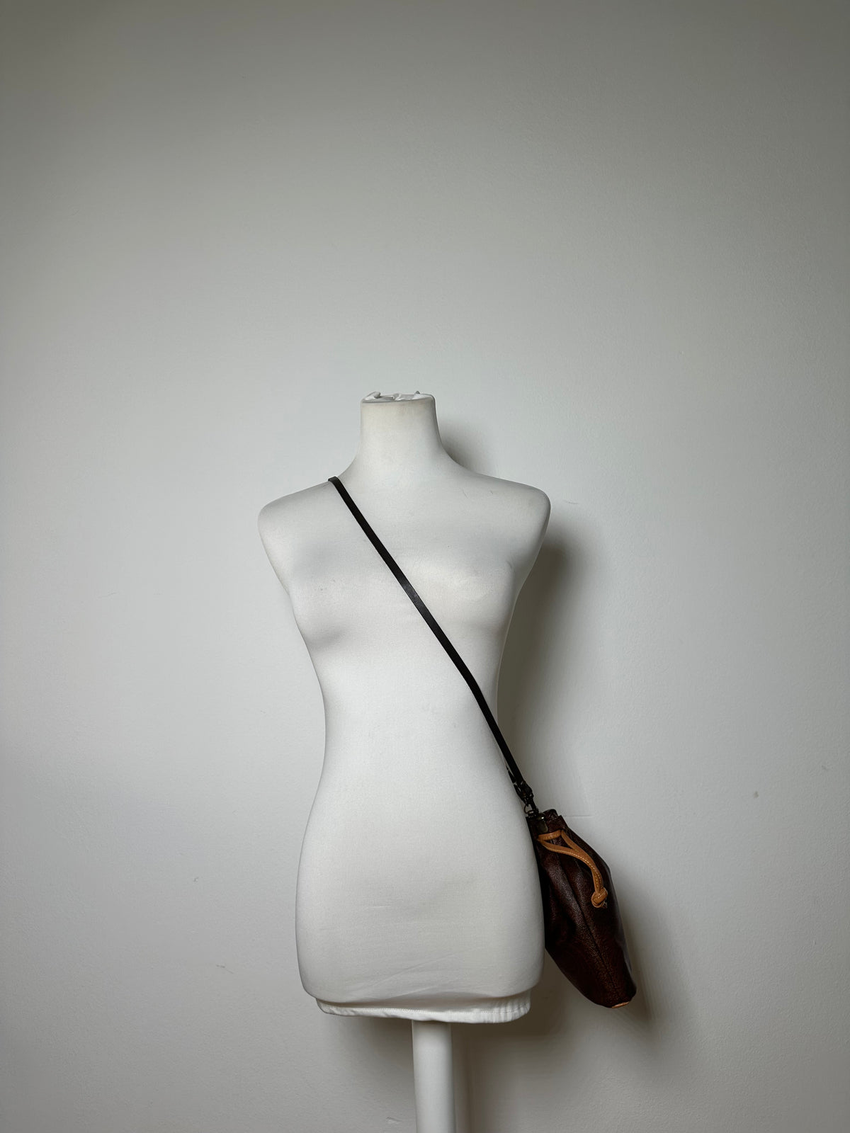 Vintage Etro Paisley Canvas Drawstring Bucket Bag c. 2000 Dark Brown
