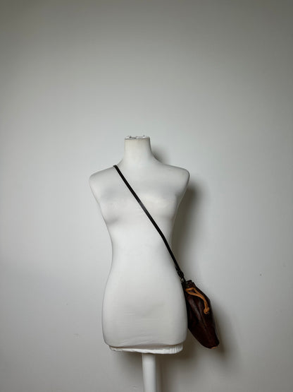 Vintage Etro Paisley Canvas Drawstring Bucket Bag c. 2000 Dark Brown