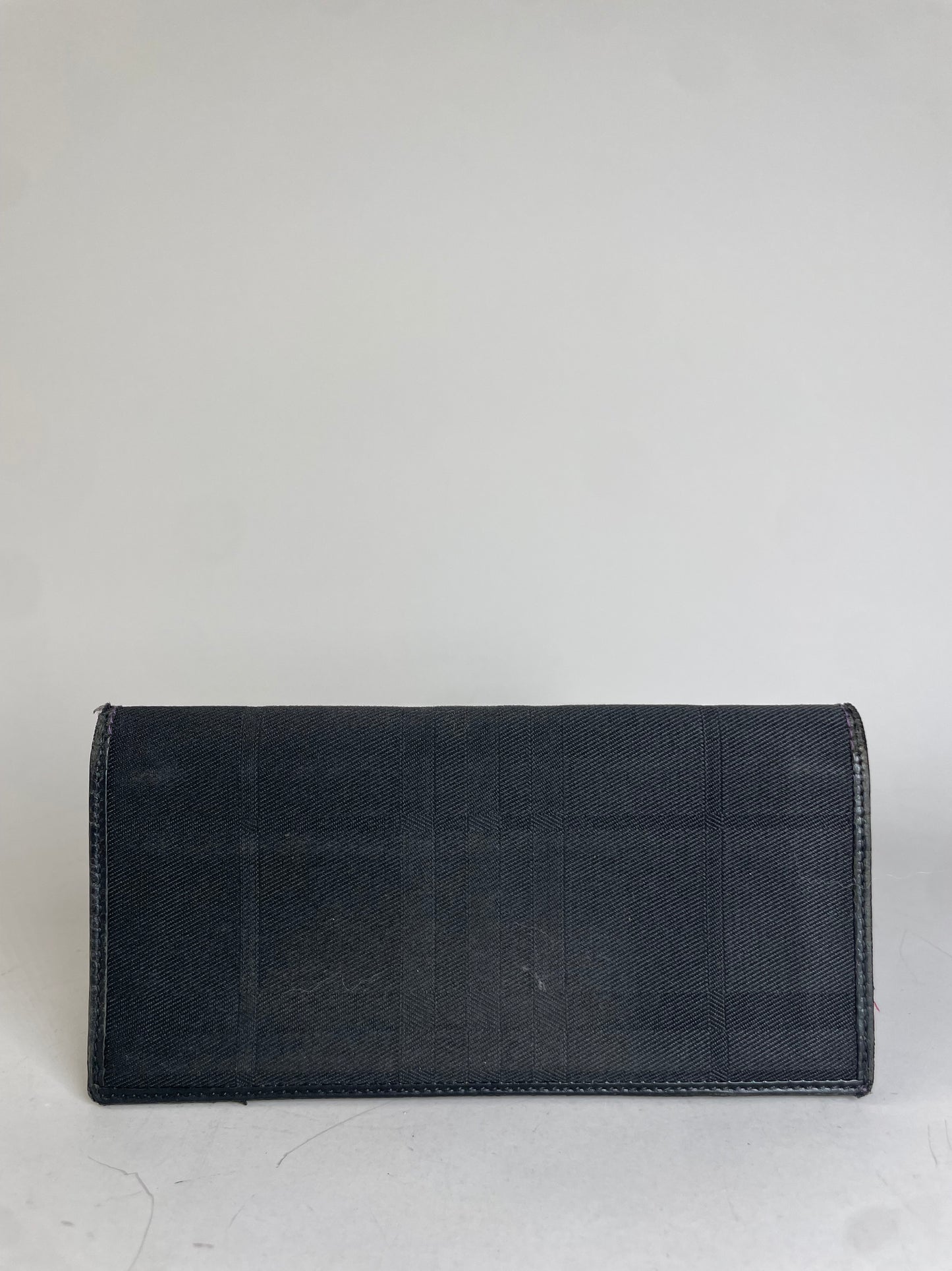 Vintage Burberry Canvas Leather Wallet Black Silver