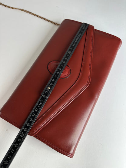 Vintage Cartier Leather Shoulder Bag Burgundy