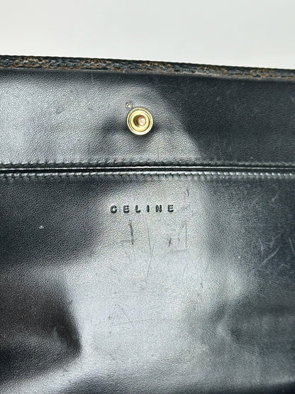 Portefeuille vintage en cuir monogramme Céline marron
