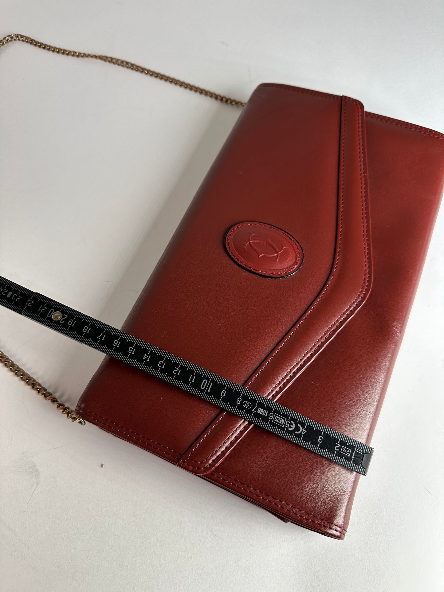 Vintage Cartier Leather Shoulder Bag Burgundy