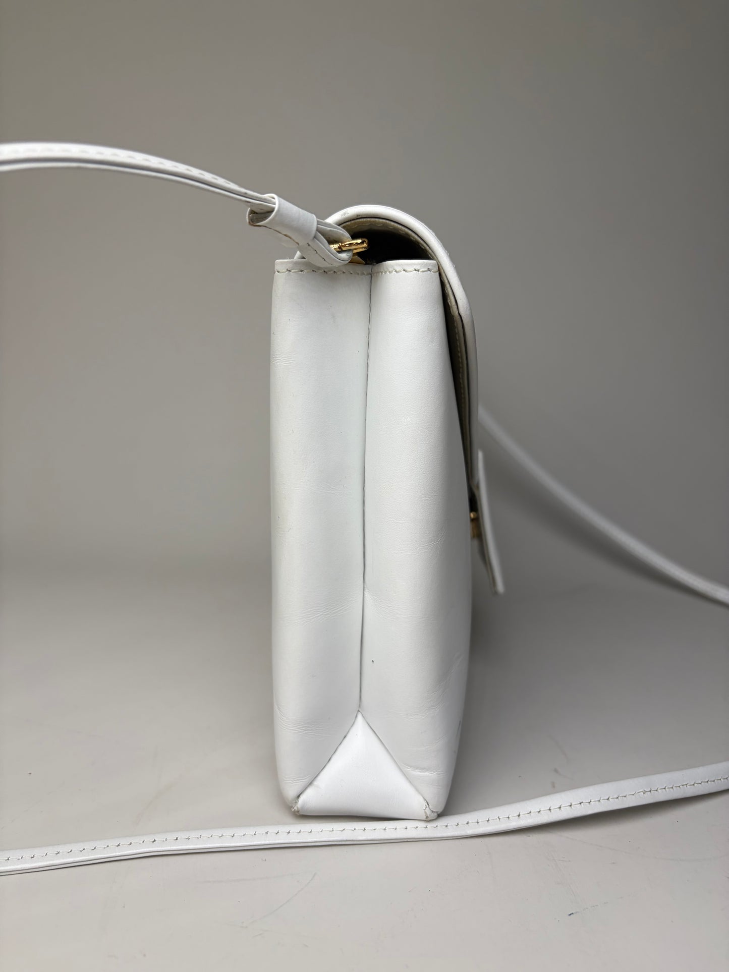 Vintage Givenchy Leather Clutch Bag White Silver