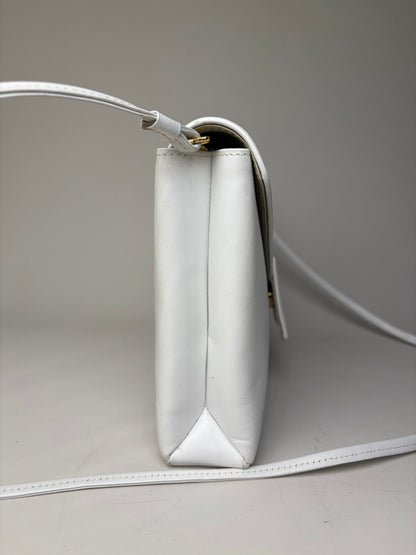 Vintage Givenchy Leather Clutch Bag White Silver