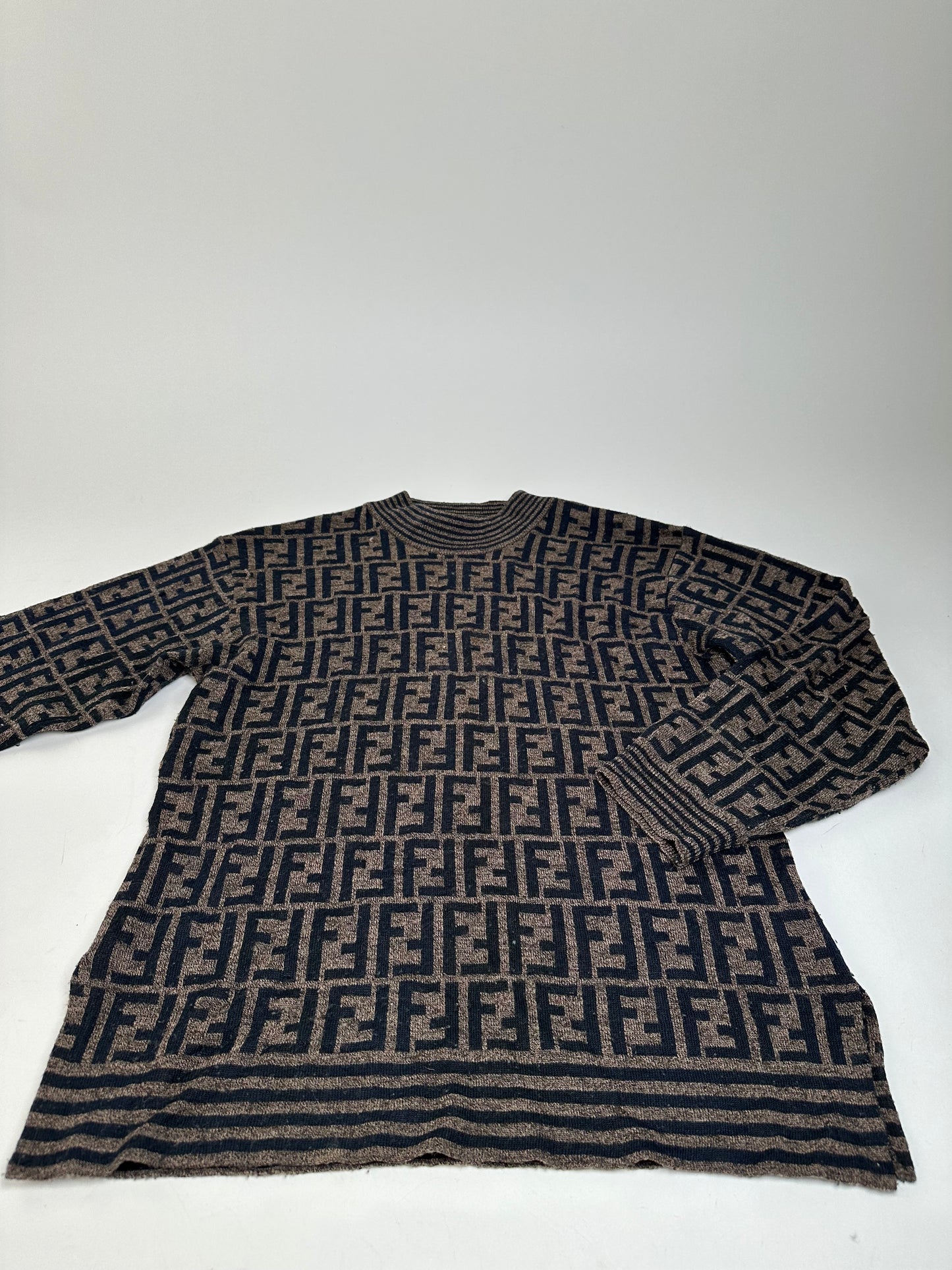 Fendi Iconic FF Monogram Knit Sweater Brown