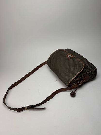 Vintage Bottega Veneta Canvas Leather Puffer 2Way Bag Khaki Brown