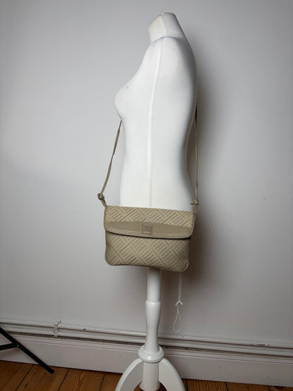Vintage Givenchy 4G Monogram Flap Crossbody Bag Late 1980s Beige