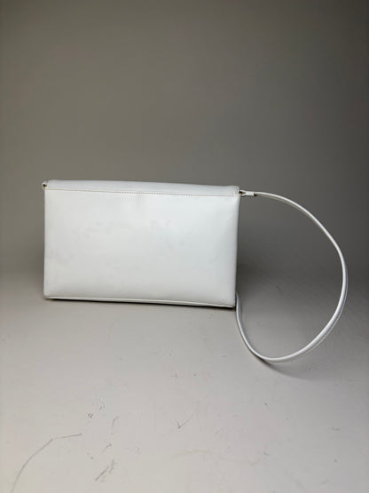 Vintage Givenchy Leather Clutch Bag White Silver