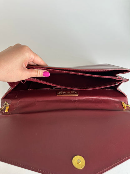 Vintage Cartier Leather Shoulder Bag Burgundy