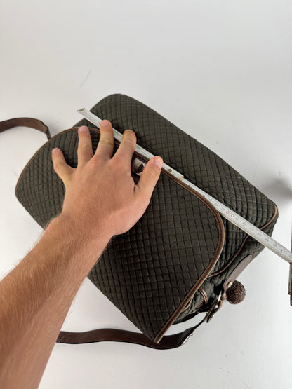 Vintage Bottega Veneta Canvas Leather Puffer 2Way Bag Khaki Brown