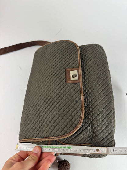 Vintage Bottega Veneta Canvas Leather Puffer 2Way Bag Khaki Brown