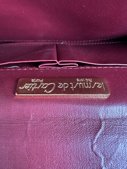 Vintage Cartier Leather Shoulder Bag Burgundy