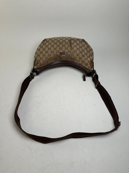 Vintage Gucci GG Supreme Shoulder Bag Silver Hardware Beige Brown