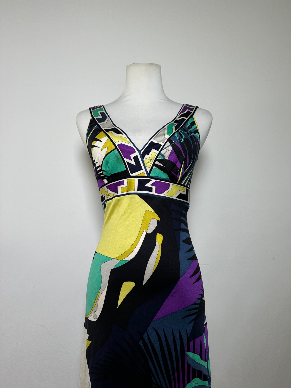 Vintage Pucci Silk Maxi Dress Early 2000s Multicolor S