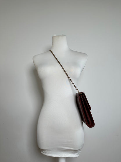 Vintage Cartier Leather Shoulder Bag Burgundy