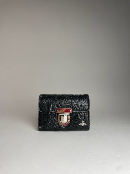 Vintage Vivienne Westwood Vegan Leather Monogram Wallet Black