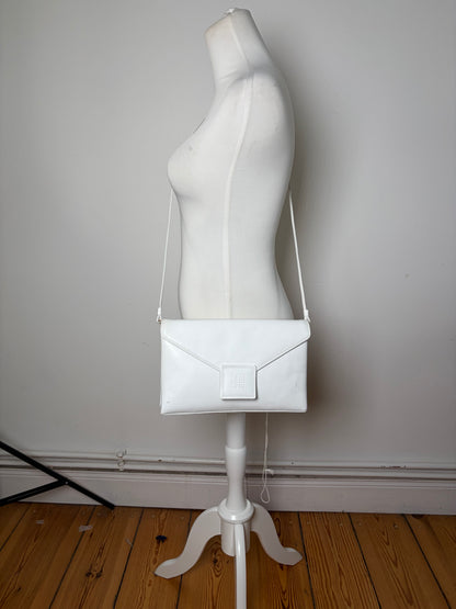Vintage Givenchy Leather Clutch Bag White Silver