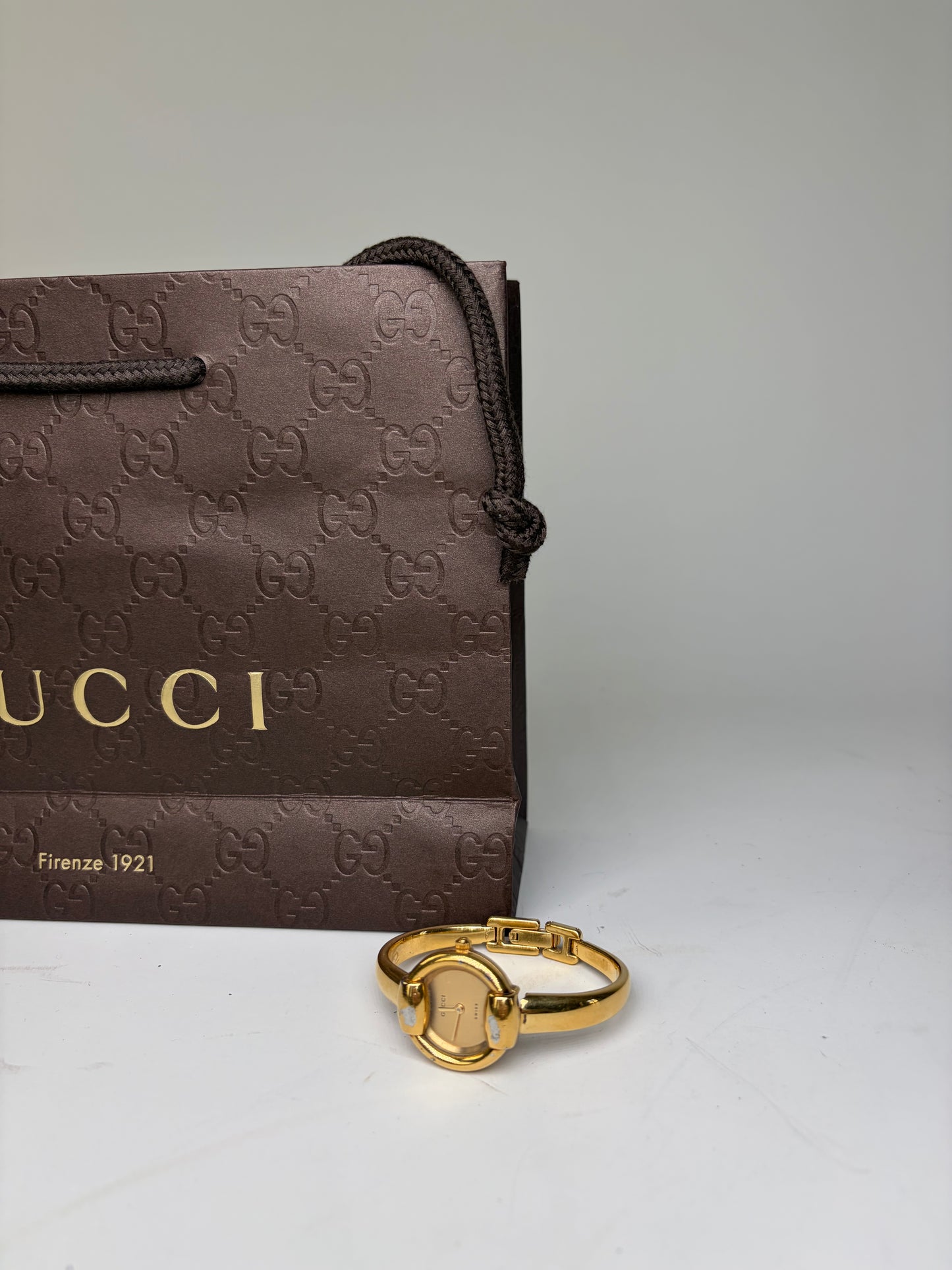 Vintage Gucci 1400L Stainless Steel Bracelet Watch Gold Silver