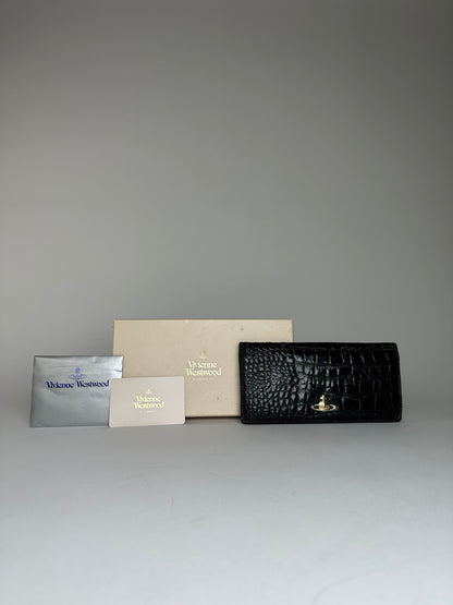 Vintage Vivienne Westwood Crocodile Emblossed Leather Wallet Black