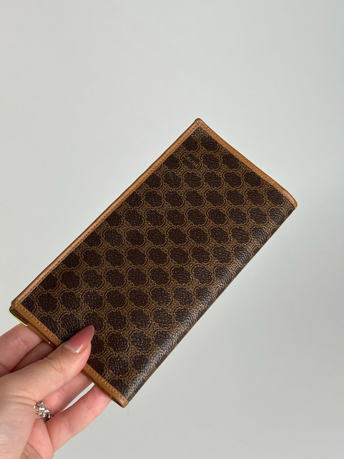 Vintage Celine Leather Monogram ID holder card holder brown