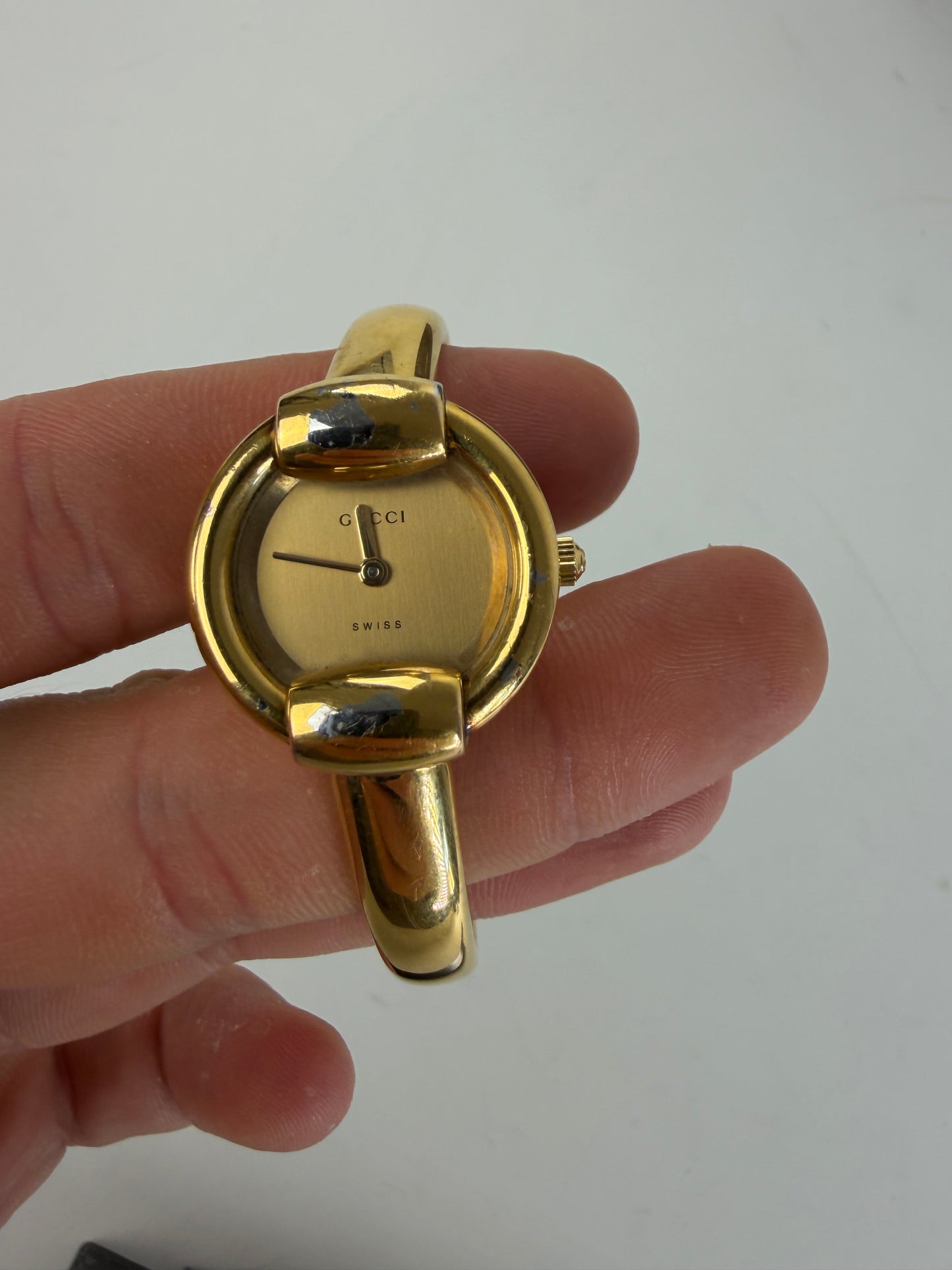 Vintage Gucci 1400L Stainless Steel Bracelet Watch Gold Silver