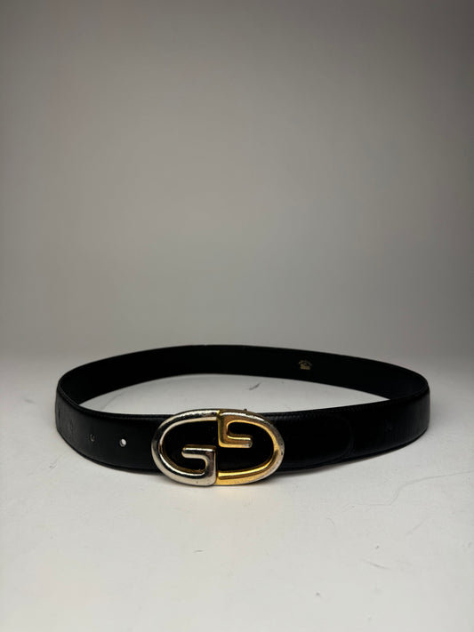 Vintage Gucci Bicolor Leather Belt black