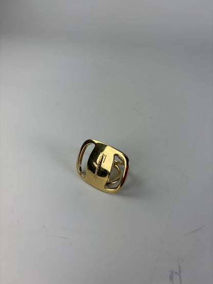Vintage Ferragamo Logo Engraved Ring Gold Metal