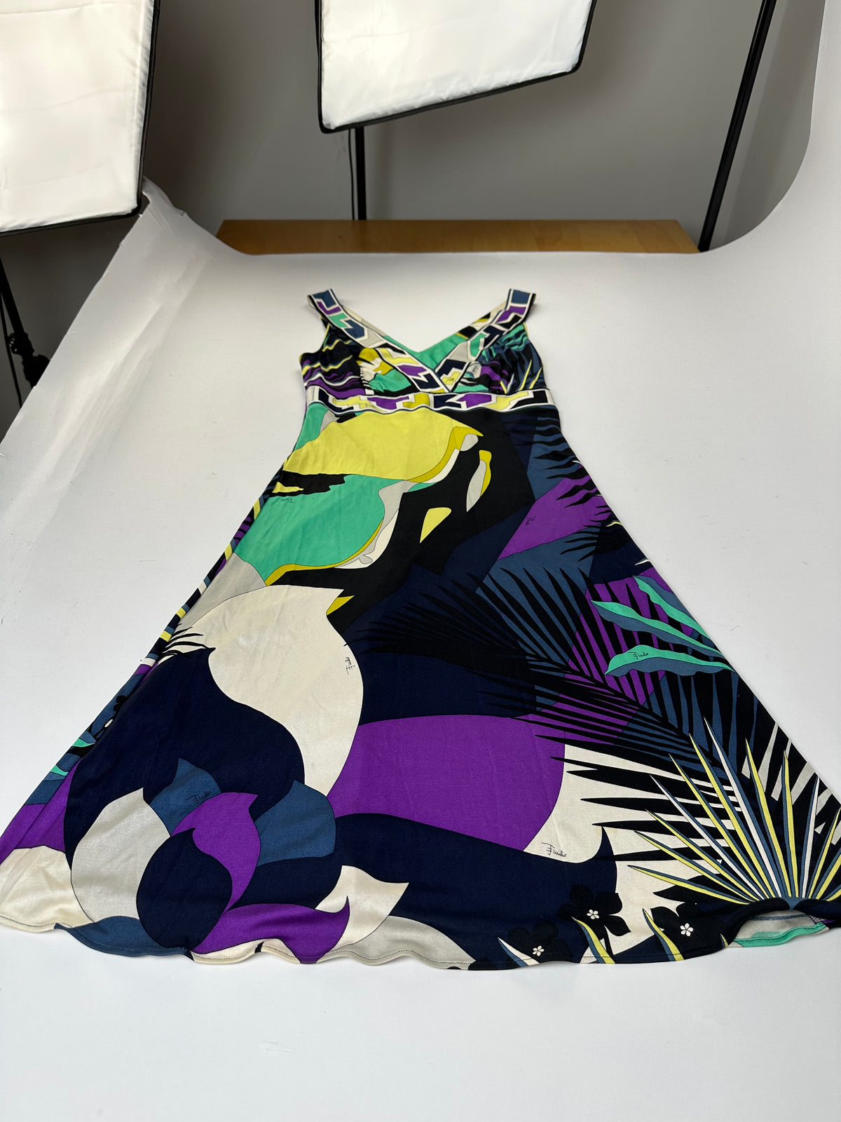 Vintage Pucci Silk Maxi Dress Early 2000s Multicolor S