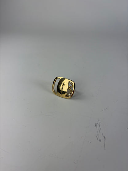 Vintage Ferragamo Logo Engraved Ring Gold Metal