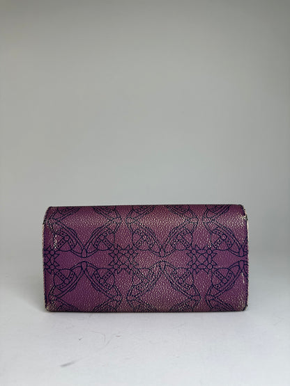 Vintage Westwood Leather Wallet Purple Intricate Pattern