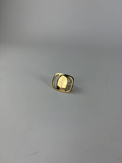 Vintage Ferragamo Logo Engraved Ring Gold Metal
