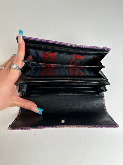 Vintage Westwood Leather Wallet Purple Intricate Pattern