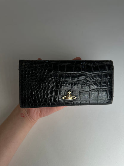 Vintage Vivienne Westwood Crocodile Emblossed Leather Wallet Black