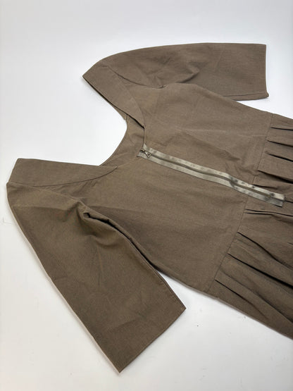 Vintage Marni Structured Cotton Midi Dress Brown c. Mid-2000s M
