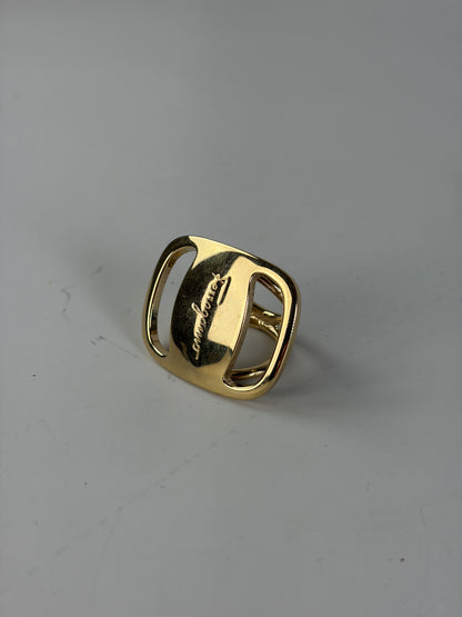 Vintage Ferragamo Logo Engraved Ring Gold Metal