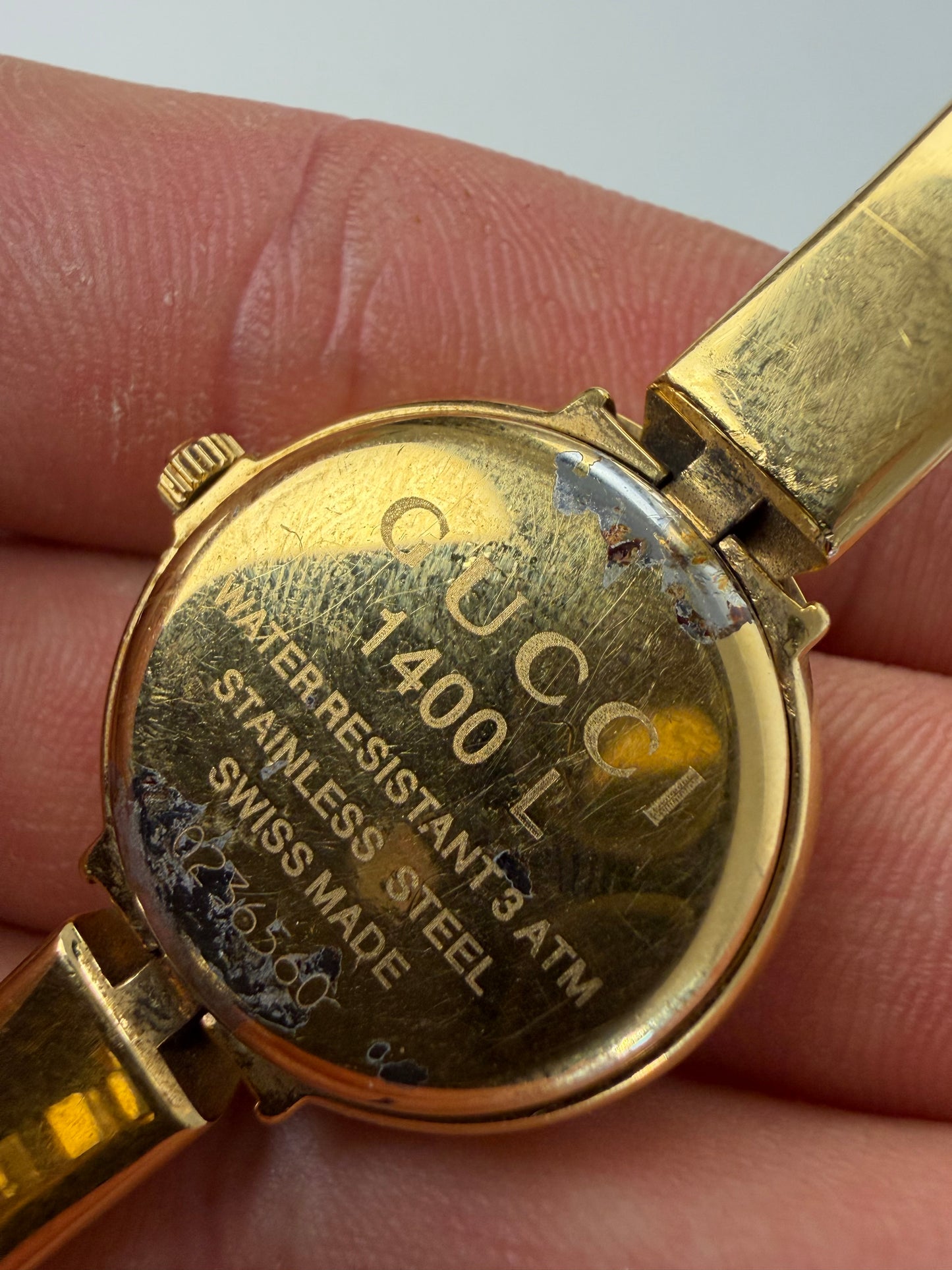 Vintage Gucci 1400L Stainless Steel Bracelet Watch Gold Silver