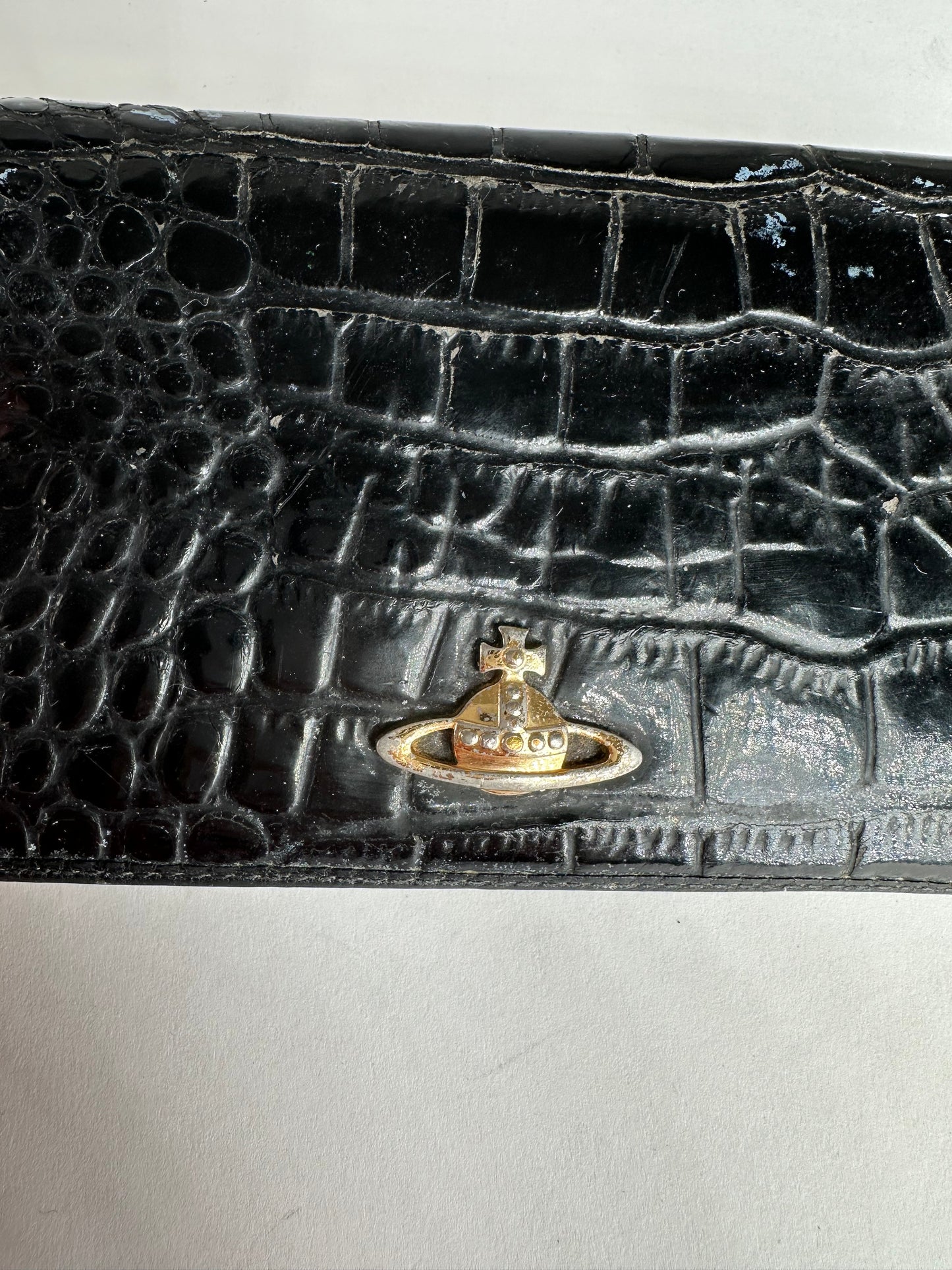 Vintage Vivienne Westwood Crocodile Emblossed Leather Wallet Black