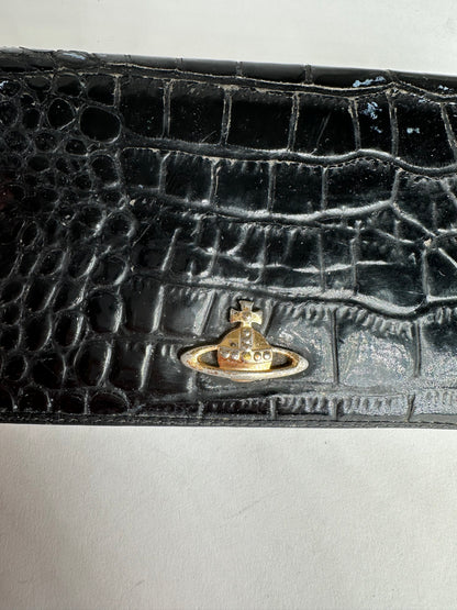 Vintage Vivienne Westwood Crocodile Emblossed Leather Wallet Black