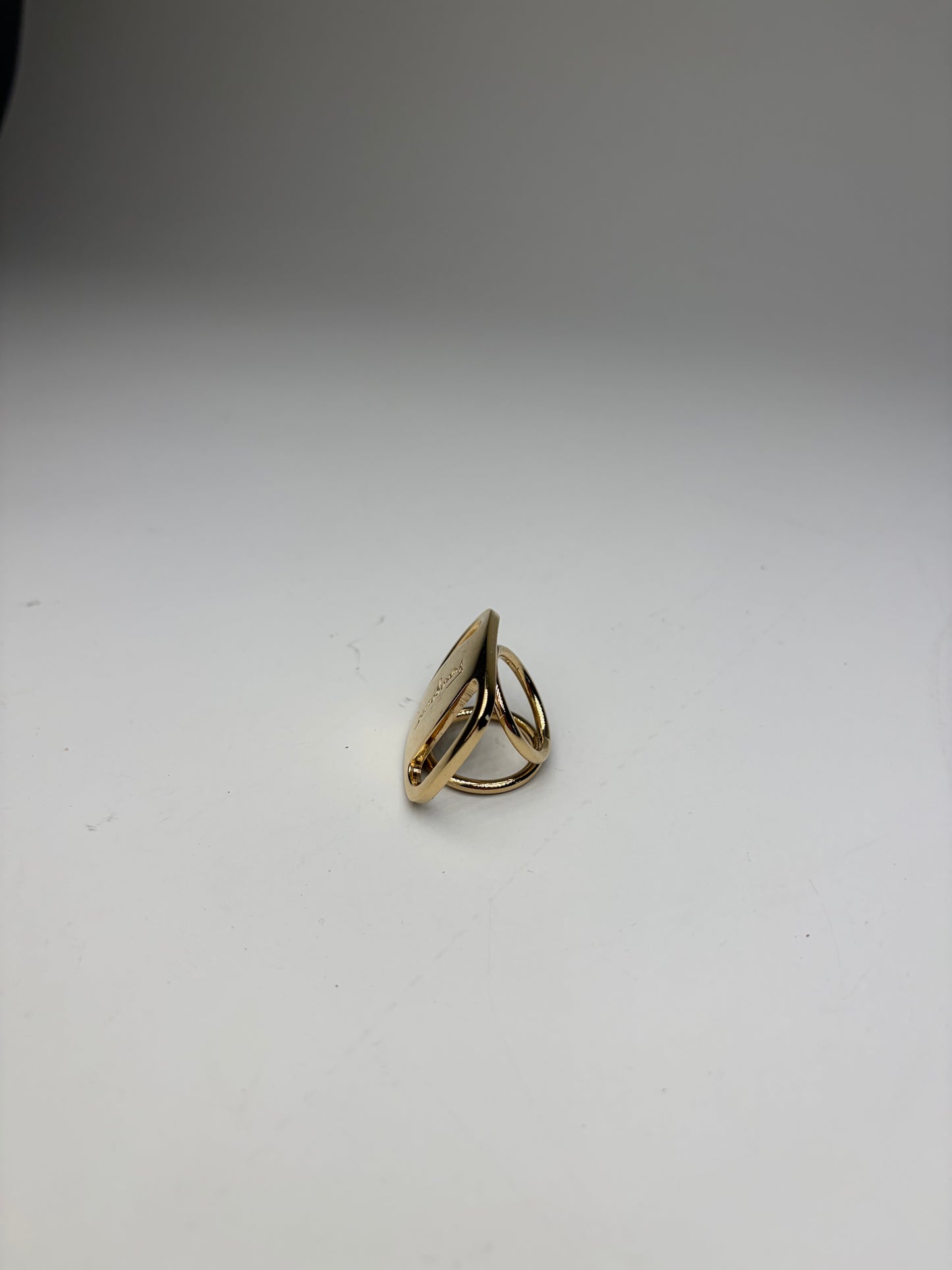 Vintage Ferragamo Logo Engraved Ring Gold Metal