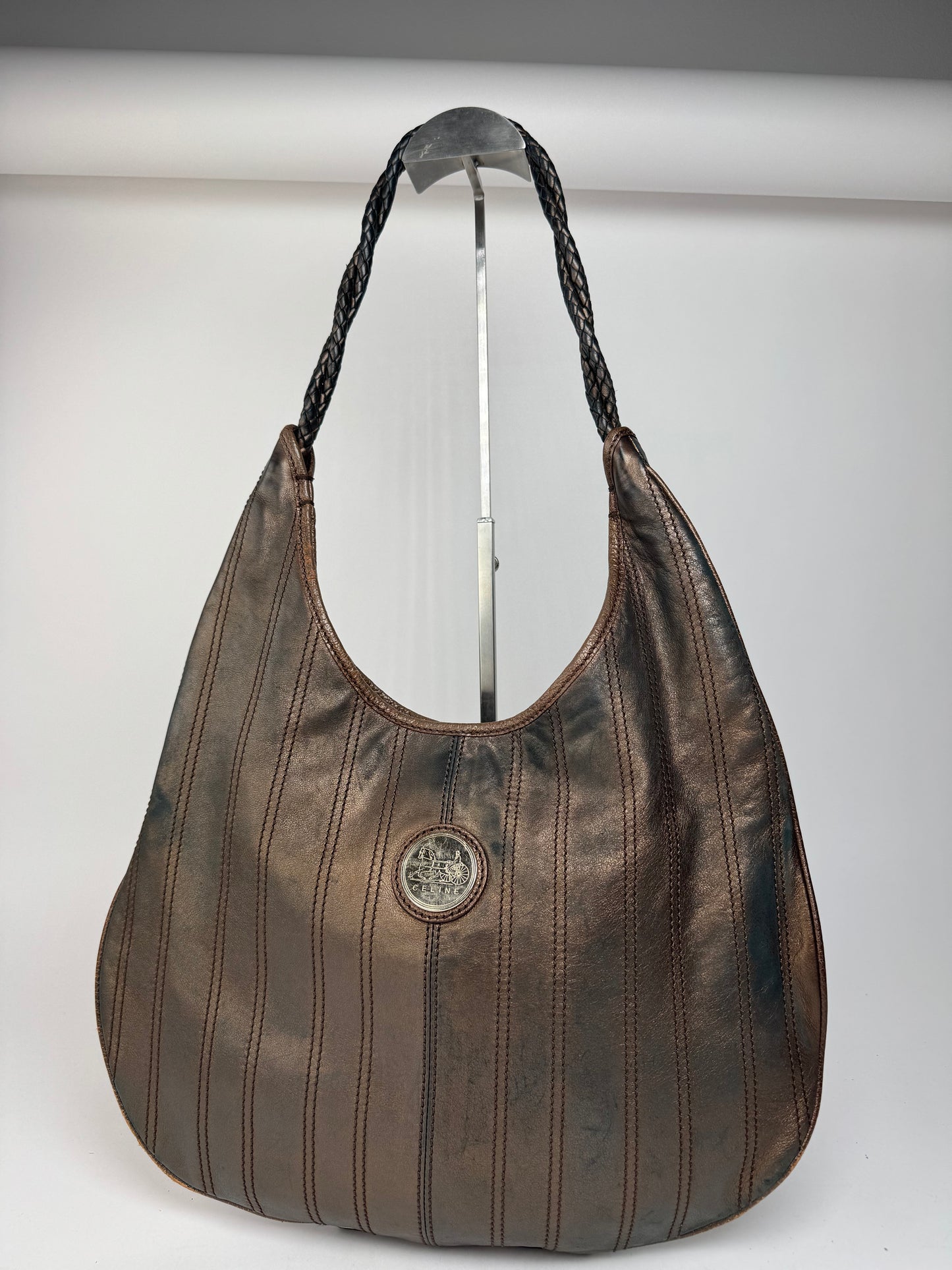 Sac en cuir vintage Céline marron bronze