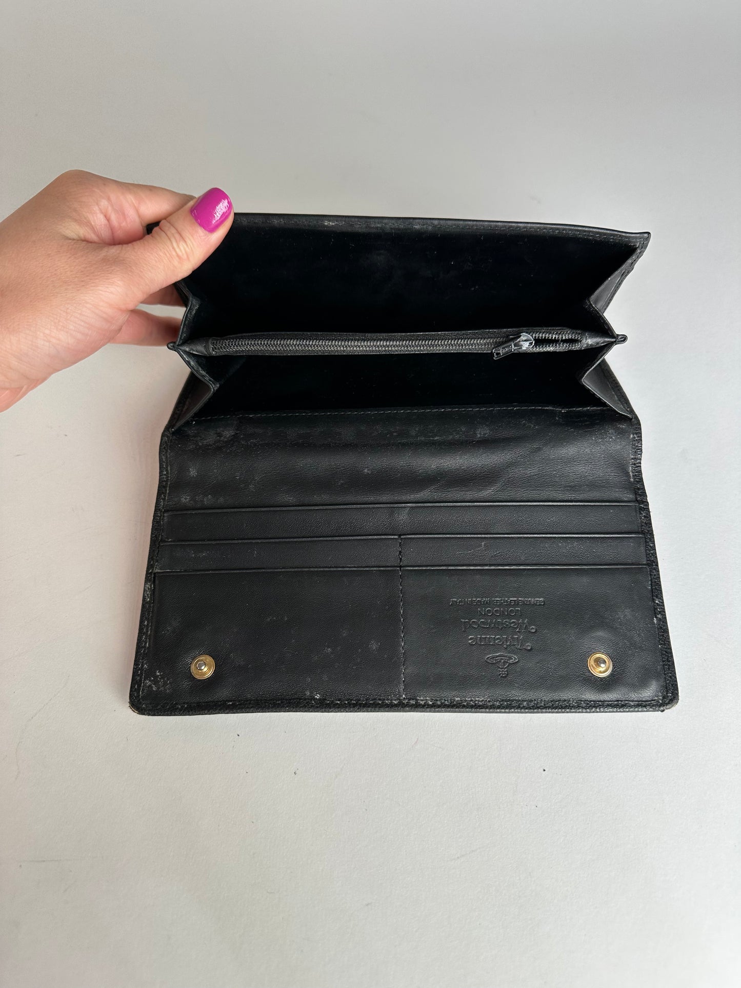 Vintage Vivienne Westwood Crocodile Emblossed Leather Wallet Black