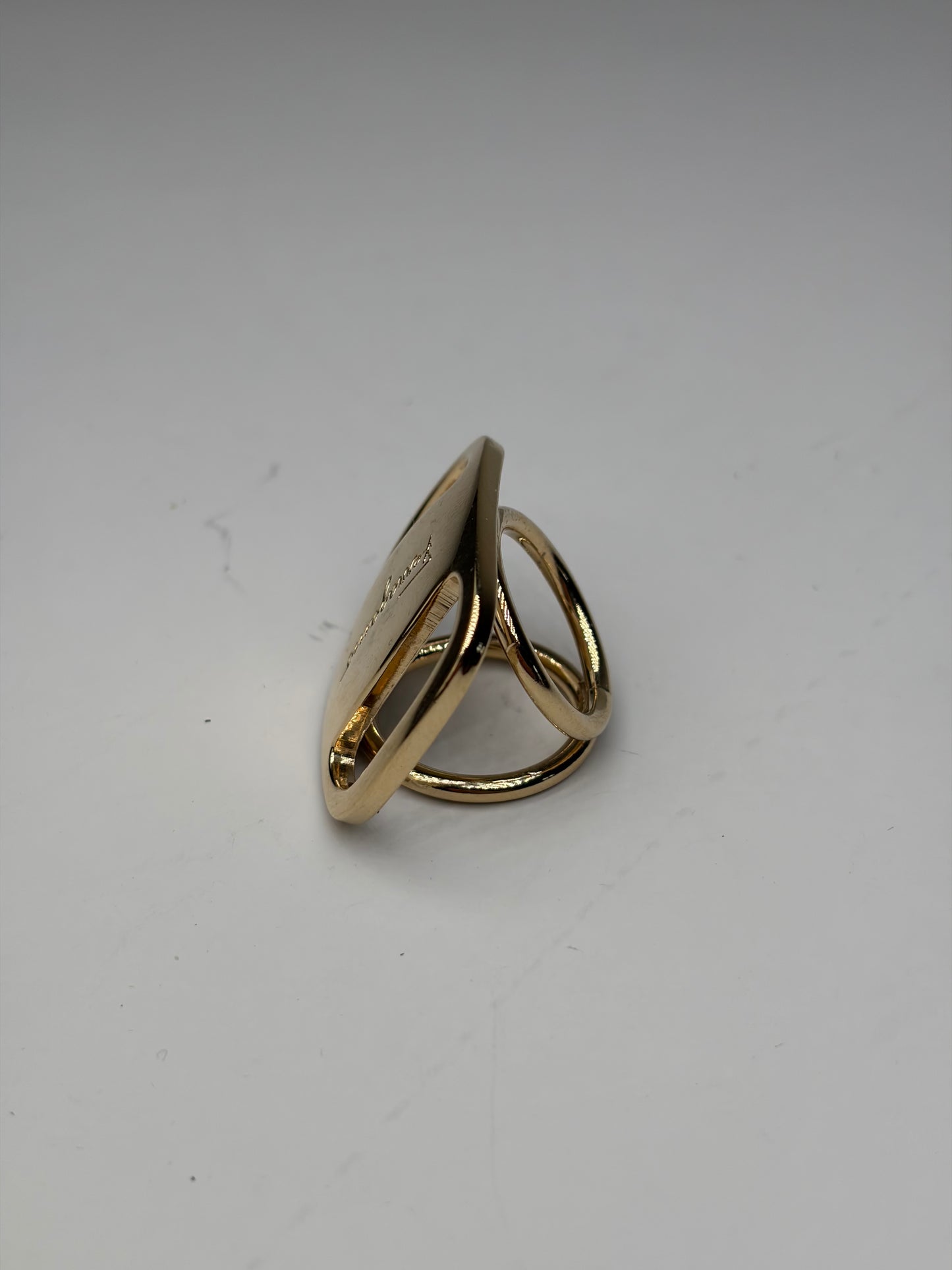 Vintage Ferragamo Logo Engraved Ring Gold Metal