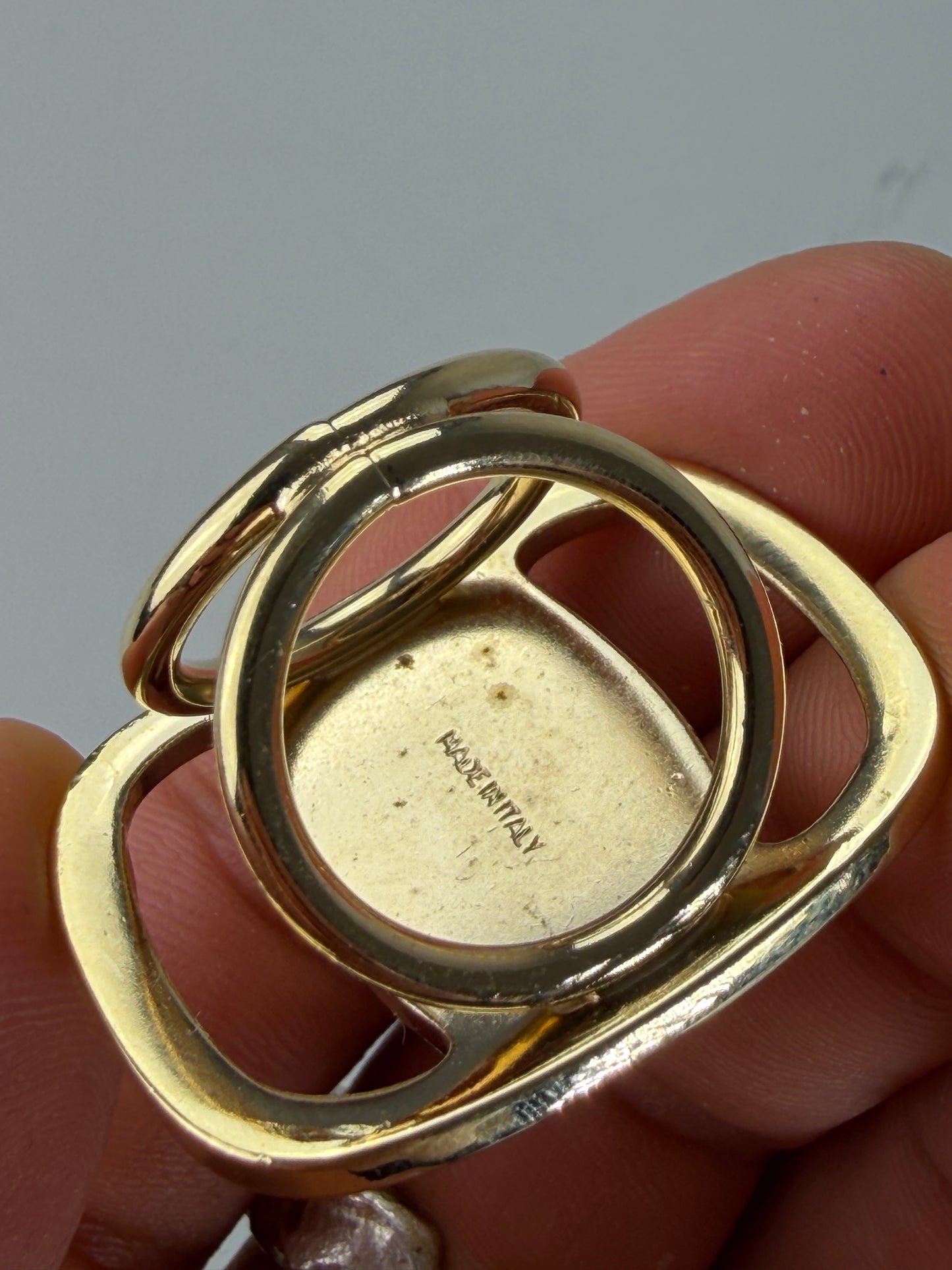 Vintage Ferragamo Logo Engraved Ring Gold Metal