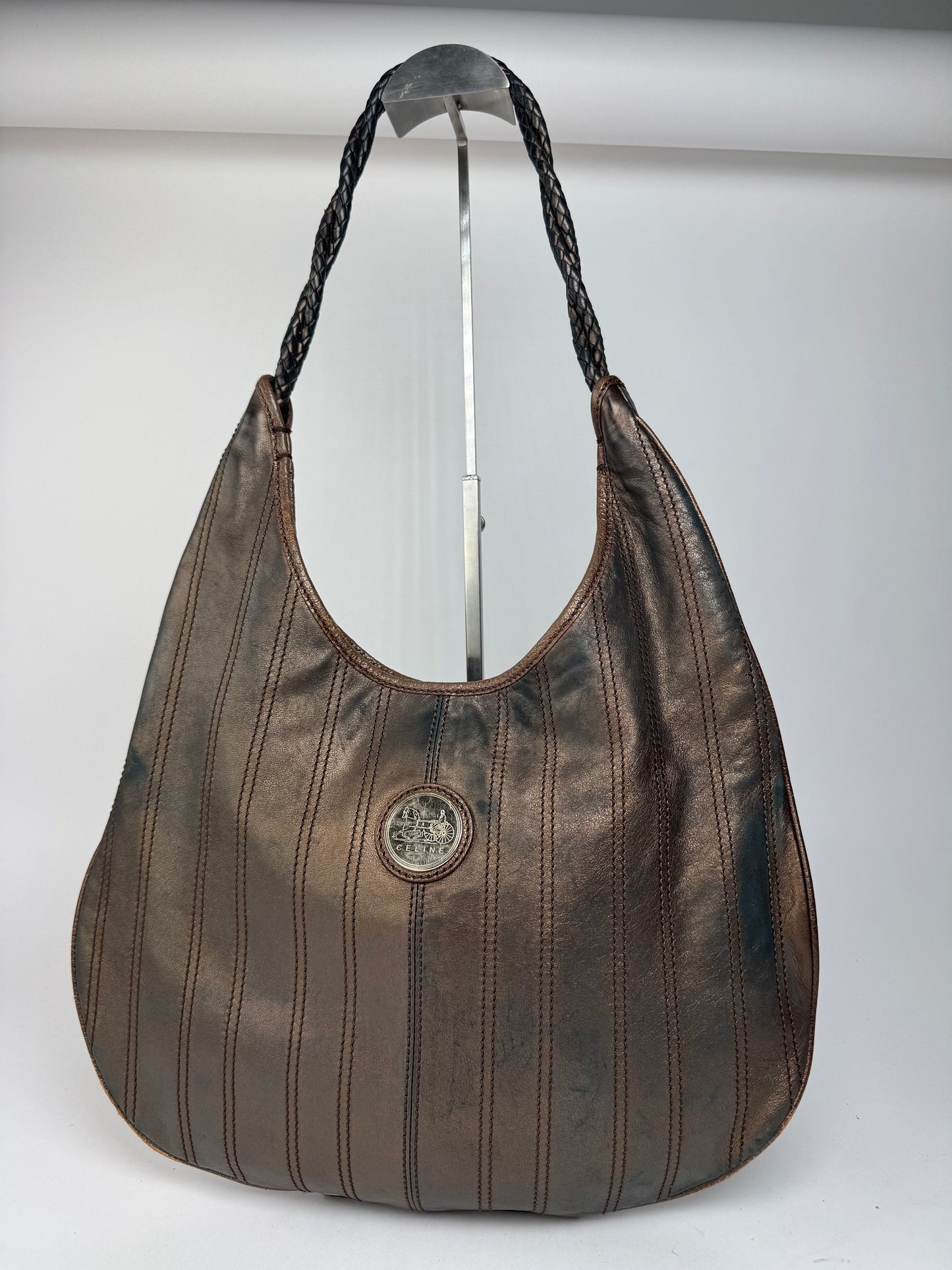 Sac en cuir vintage Céline marron bronze