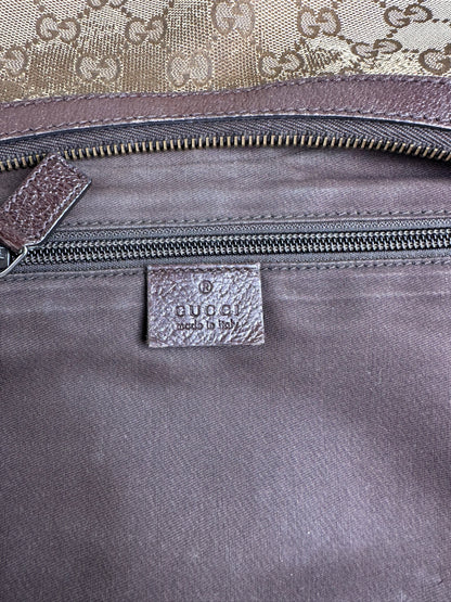 Vintage Gucci GG Supreme Shoulder Bag Silver Hardware Beige Brown
