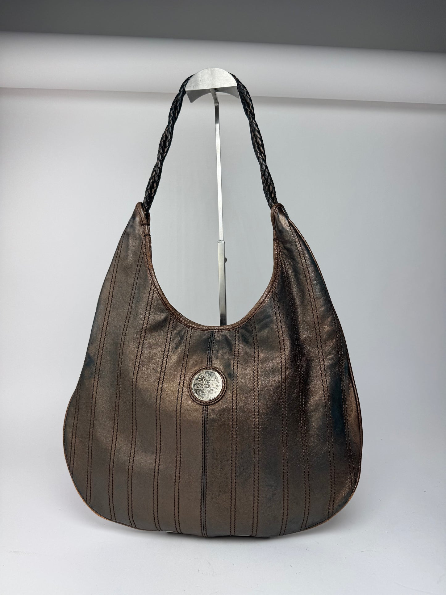 Sac en cuir vintage Céline marron bronze