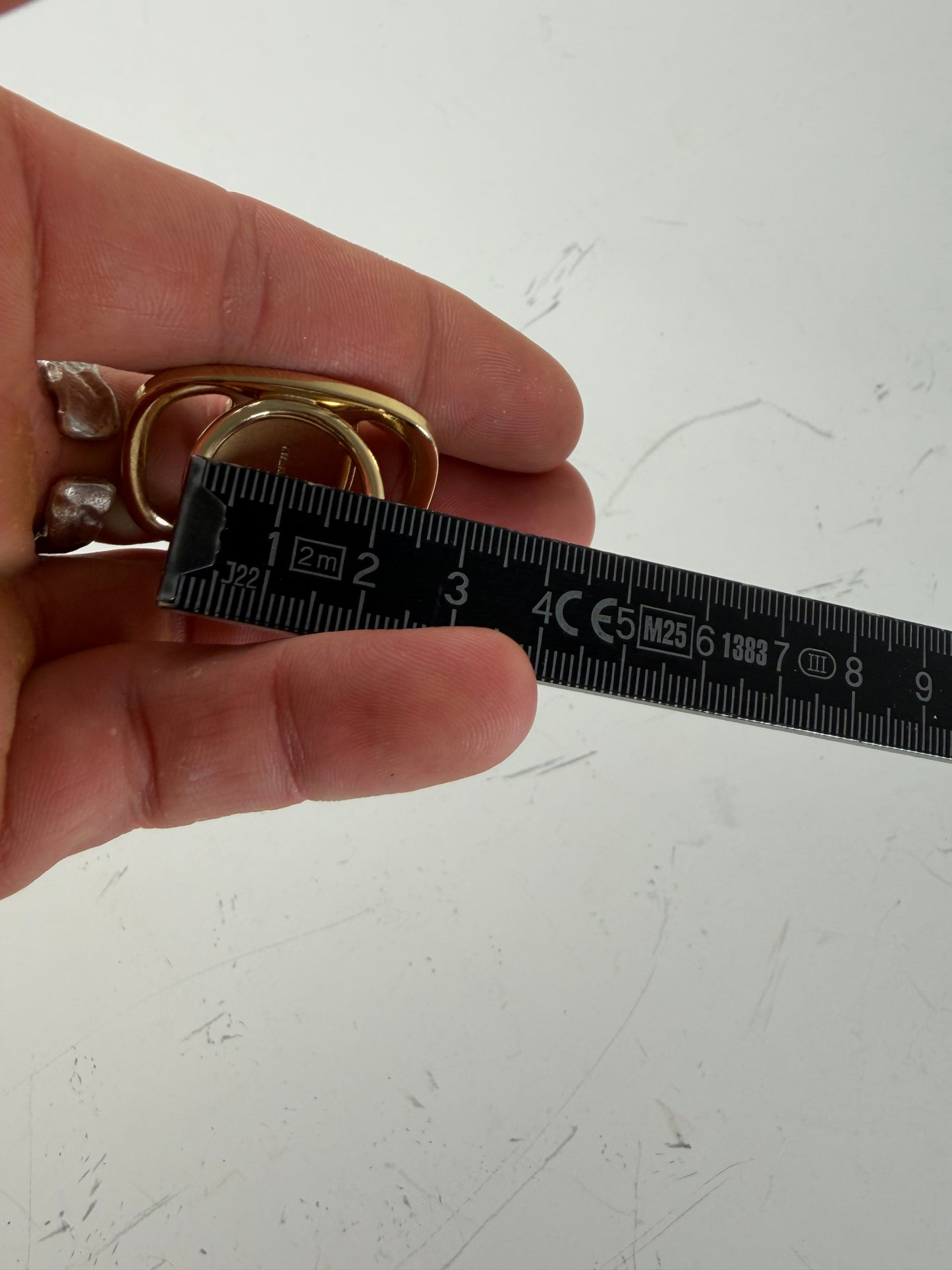 Vintage Ferragamo Logo Engraved Ring Gold Metal