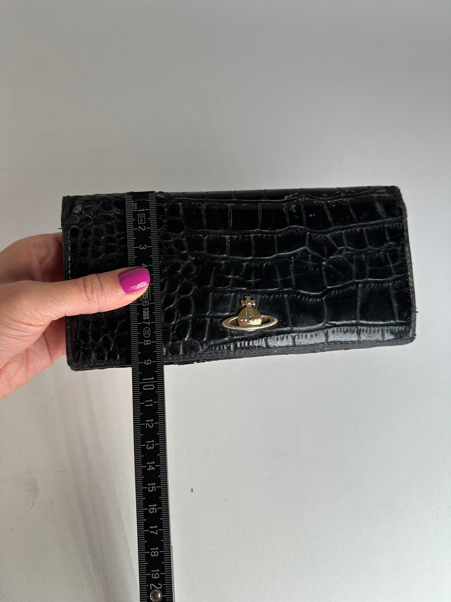 Vintage Vivienne Westwood Crocodile Emblossed Leather Wallet Black