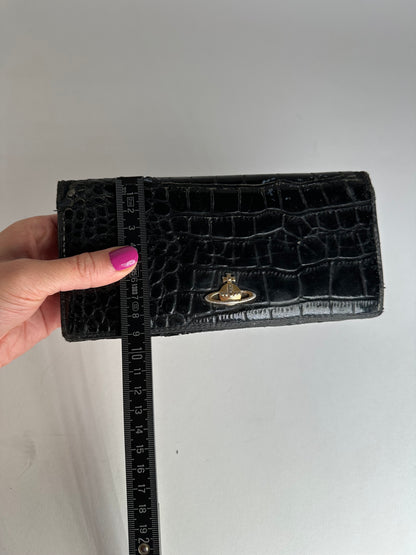 Vintage Vivienne Westwood Crocodile Emblossed Leather Wallet Black